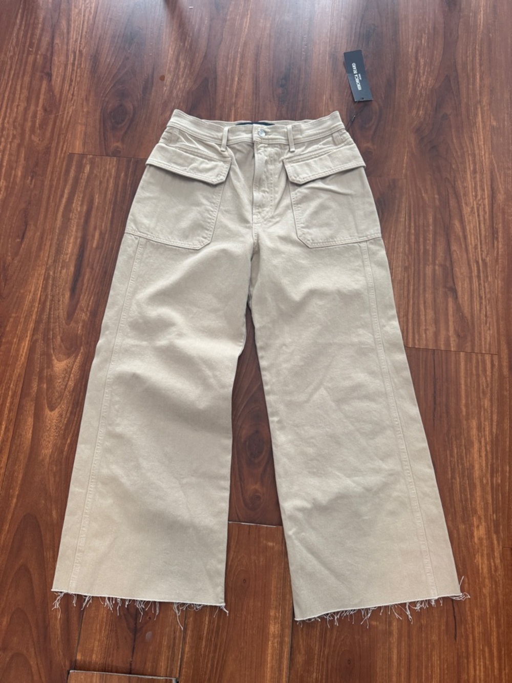 Veronica Beard Neutral Beige Wide-Leg Utility Jeans - Picture 7 of 7